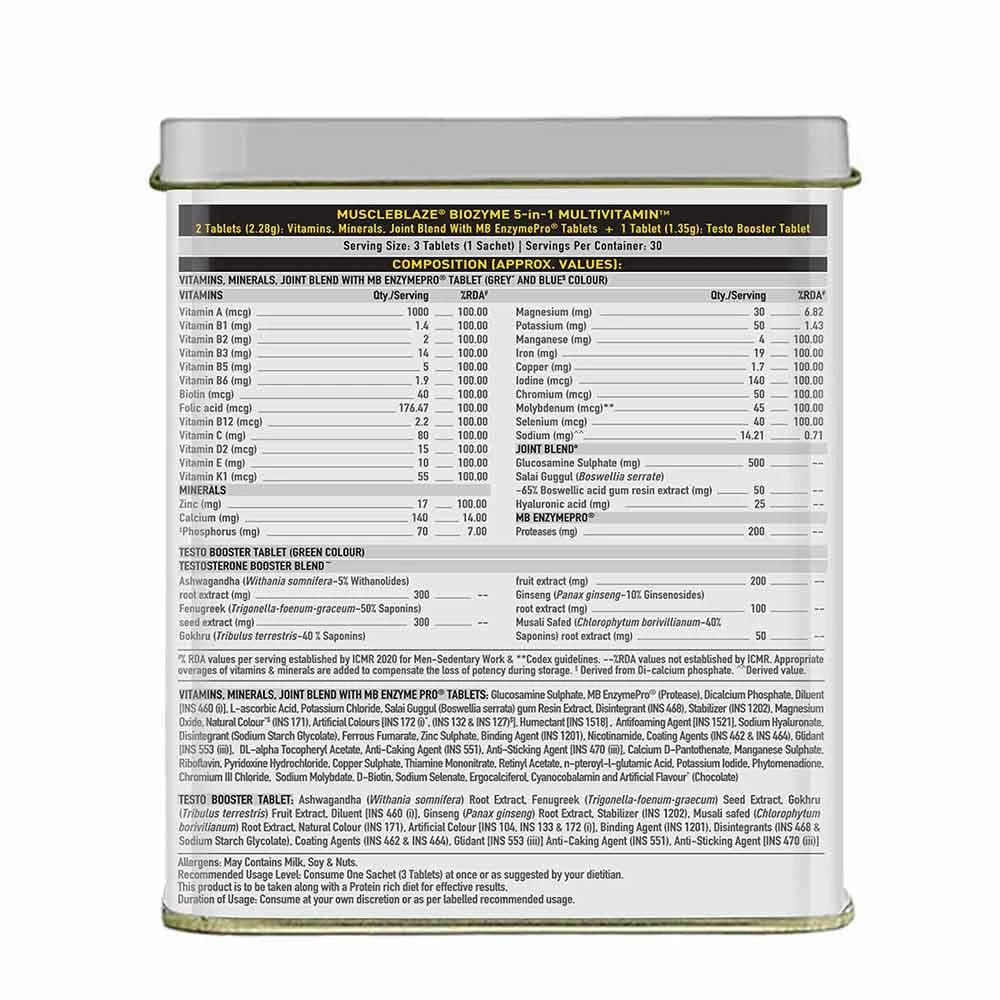 MuscleBlaze Biozyme 5-in-1 Multivitamin - 90 Tabs
