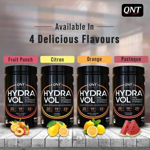 QNT Hydravol Pre-Workout Supplement | 400g | Citron | Instant Energy & Quick Muscle Pump | Beta-Alanine & Caffeine For Enhanced Focus & Muscle Strength