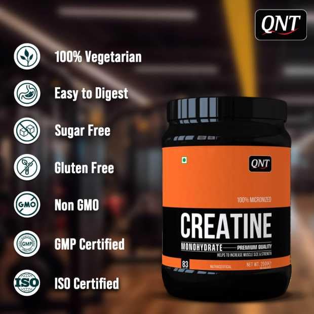 QNT Creatine Monohydrate | 100% Pure & Micronized Powder | FSSAI-Tested | Enhanced Performance & Muscle Growth
