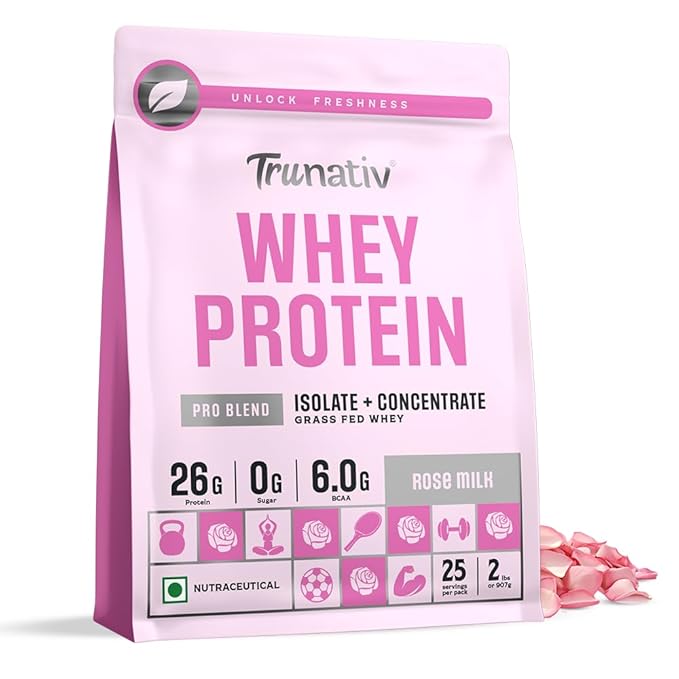 Trunativ Pro Blend Whey Protein Powder Isolate & Concentrate | 100% Light & Clean Protein Powder | 26g Protein | 6g BCAA | 12.52g EAA | No added sugar |