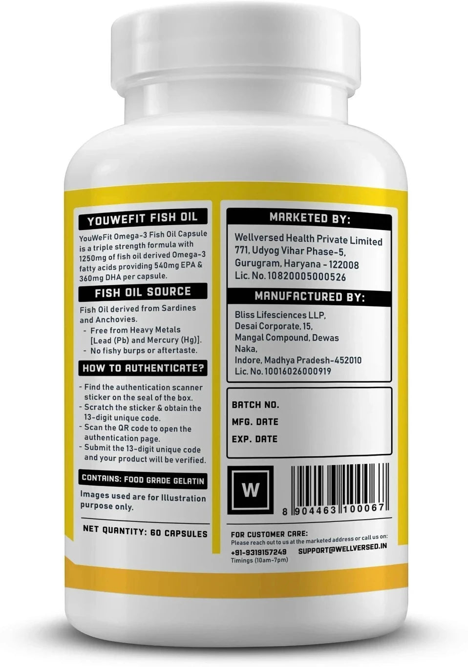 YouWeFit Omega-3 Fish Oil | 1250mg Triple Strength Fish Oil