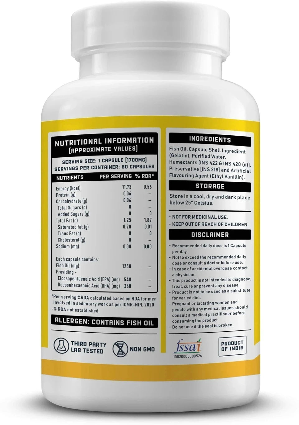 YouWeFit Omega-3 Fish Oil | 1250mg Triple Strength Fish Oil