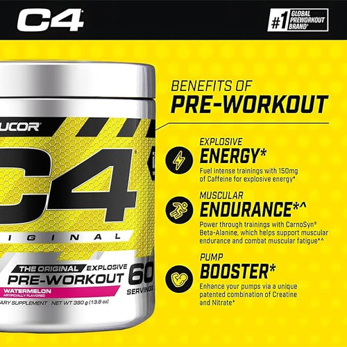 C4 Original Pre Workout Powder Sugar-Free Drinks for Men & Women with 200mg Caffeine & 2g CarnoSyn Beta-Alanine Energy, Focus & Performance Support