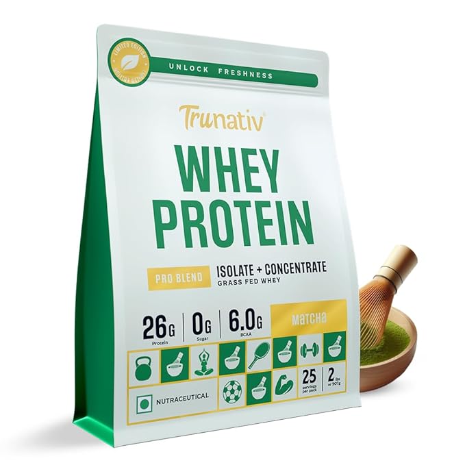 Trunativ Pro Blend Whey Protein Powder Isolate & Concentrate | 100% Light & Clean Protein Powder | 26g Protein | 6g BCAA | 12.52g EAA | No added sugar |