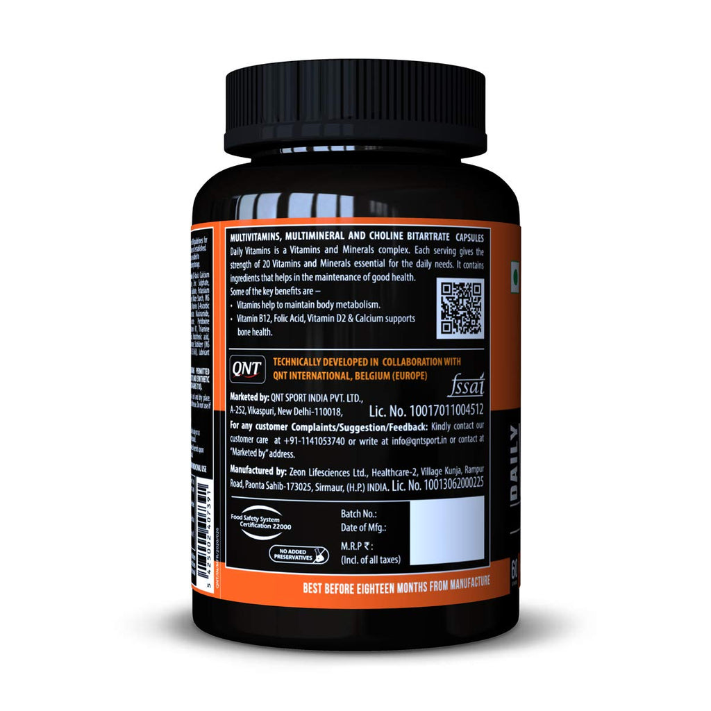 QNT Daily Vitamins | 60 Caps | High Iron, Magnesium & Lycopene | Comprehensive Multivitamin for Immunity, Energy & Daily Wellness | 100% Veg