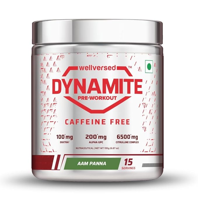 Dynamite Caffeine Free Pre Workout For Men (30 Serving, Green Apple) | Stim Free | No Caffeine | 200mg Alpha GPC | 650mg Citrulline Complex | Ideal For Beginners | Pre Workout