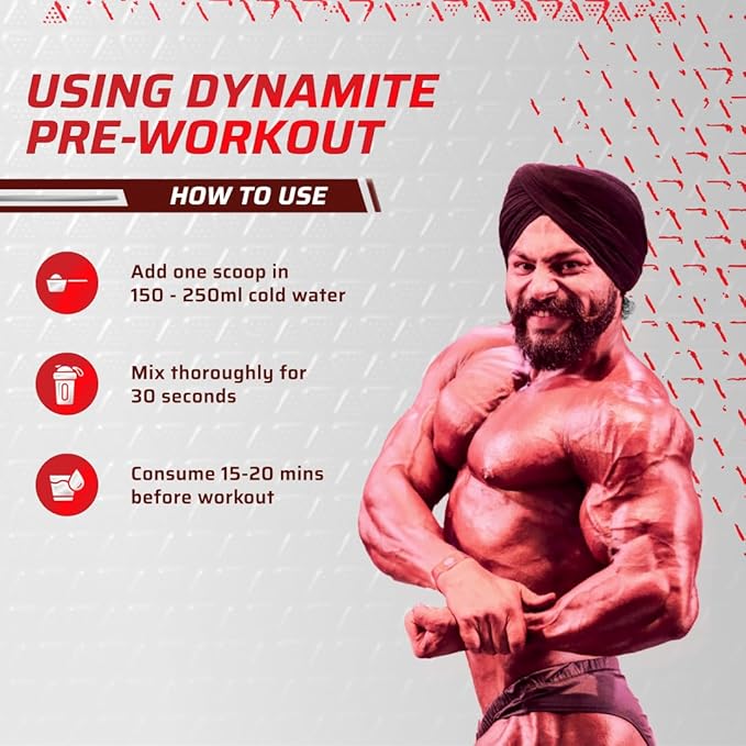 Dynamite Caffeine Free Pre Workout For Men (30 Serving, Green Apple) | Stim Free | No Caffeine | 200mg Alpha GPC | 650mg Citrulline Complex | Ideal For Beginners | Pre Workout