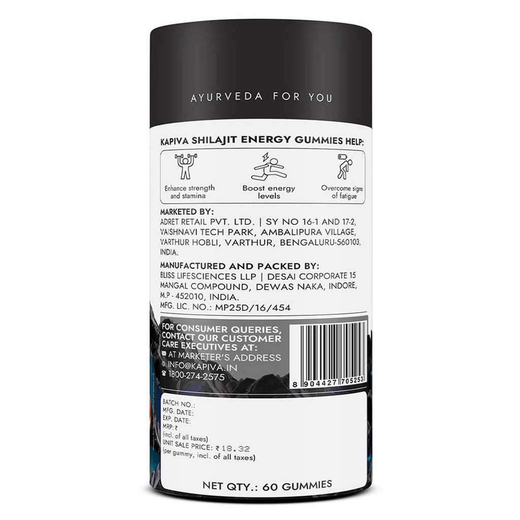 Kapiva Himalayan Shilajit/Shilajeet Gummies | 225mg Shilajit/Gummy | Ginger Honey Flavour | NABL-Certified Gummy | Boosts Energy Levels, Endurance & Stamina | No Added Sugar | Gelatin Free | Gummies