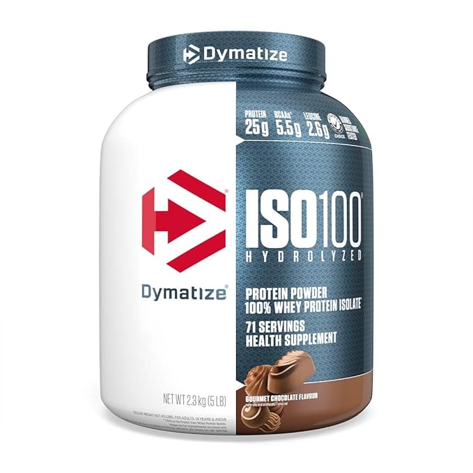 Dymatize Nutrition ISO100 Hydrolyzed Whey Protein Isolate | Fast-Digesting | Muscle Recovery Formula with Amino Acids | Low Sugar & Fat | Gourmet Chocolate |