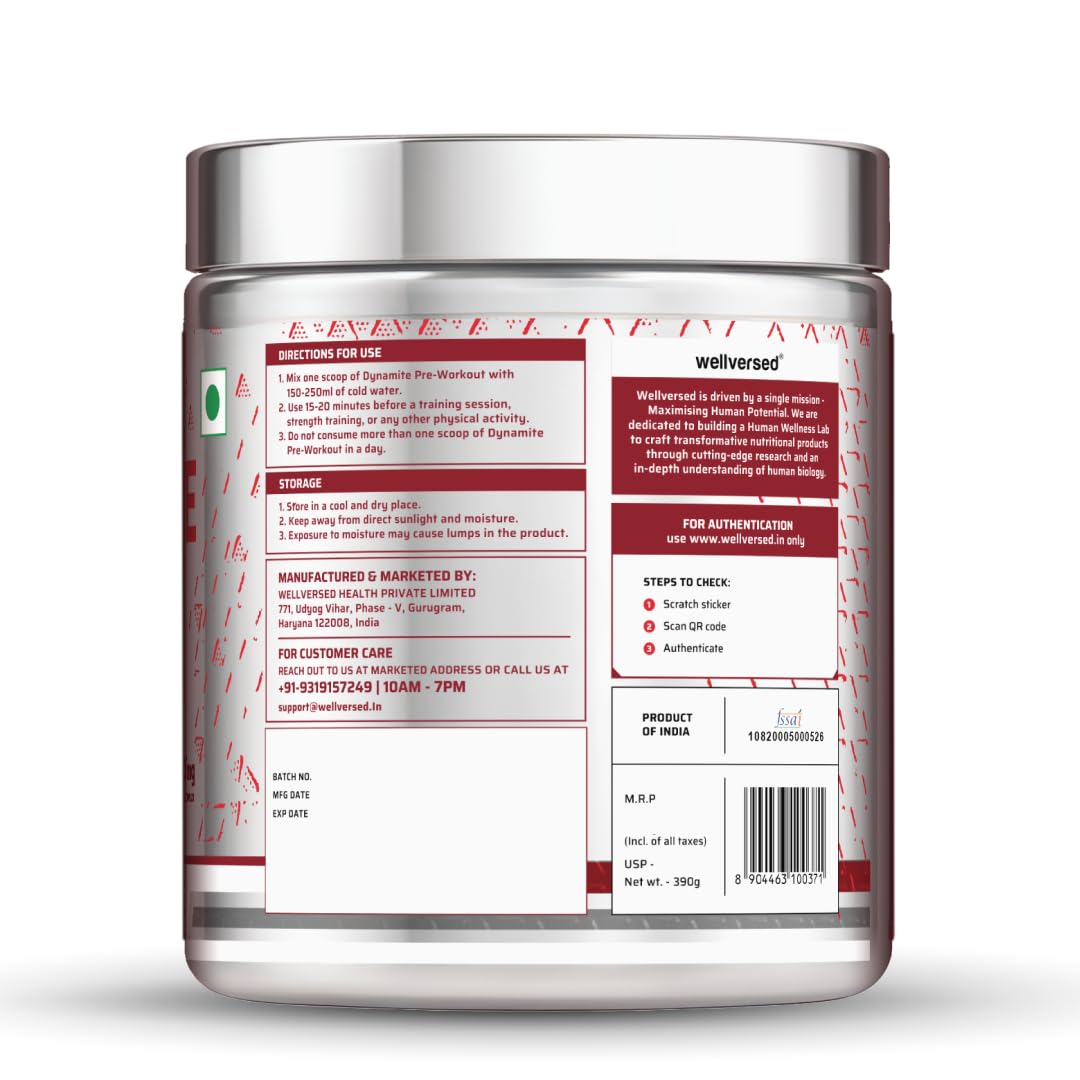 Dynamite Caffeine Free Pre Workout For Men (30 Serving, Green Apple) | Stim Free | No Caffeine | 200mg Alpha GPC | 650mg Citrulline Complex | Ideal For Beginners | Pre Workout