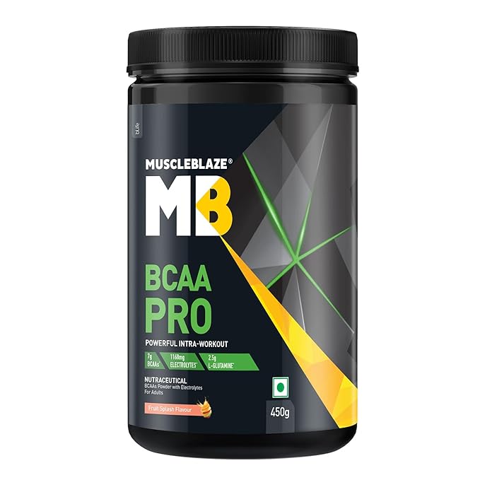 MuscleBlaze BCAA Pro Powder, Powerful Intra Workout | With 7g BCAAs, 1168mg Electrolytes & 2.5g Glutamine