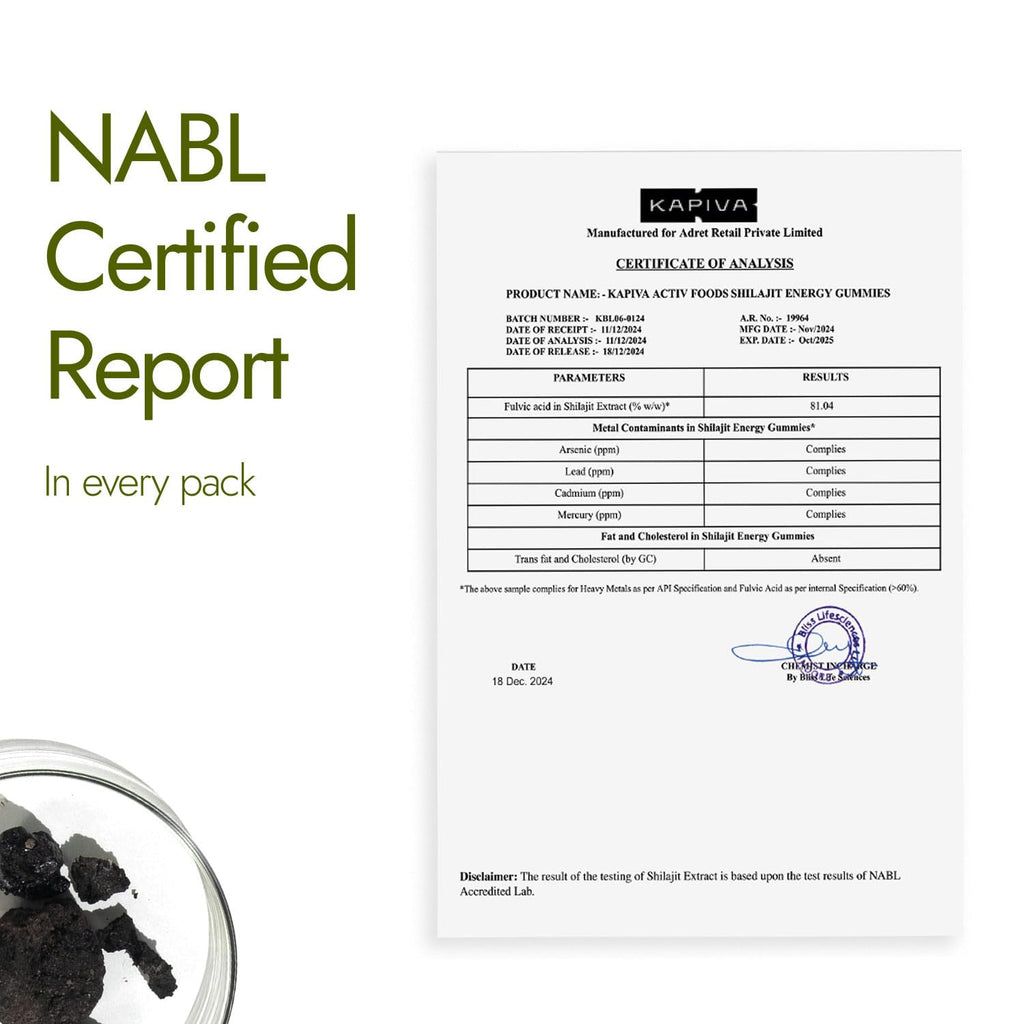 Kapiva Himalayan Shilajit/Shilajeet Gummies | 225mg Shilajit/Gummy | Ginger Honey Flavour | NABL-Certified Gummy | Boosts Energy Levels, Endurance & Stamina | No Added Sugar | Gelatin Free | Gummies