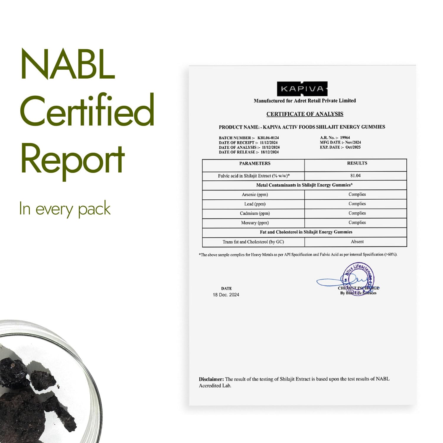 Kapiva Himalayan Shilajit/Shilajeet Gummies | 225mg Shilajit/Gummy | Ginger Honey Flavour | NABL-Certified Gummy | Boosts Energy Levels, Endurance & Stamina | No Added Sugar | Gelatin Free | Gummies