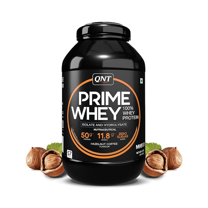 QNT Prime Whey Protein Powder | Triple Blend of Whey Isolate, Concentrate & Hydrolysate | 25g Protein, 5.9g BCAA per Scoop | Best Whey Protein Powder for Men & Women