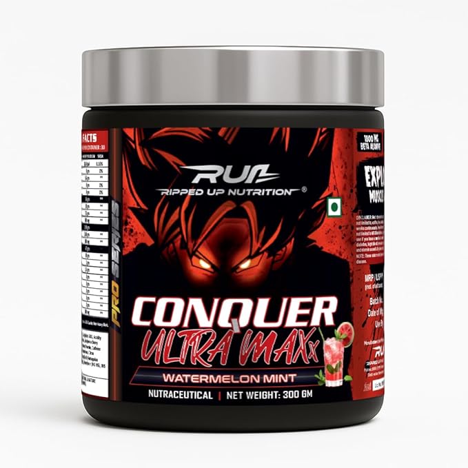 Ripped Up Nutrition Conquer Ultra Maxx- Pre workout- (300gm powder, 1 count, 30 Servings