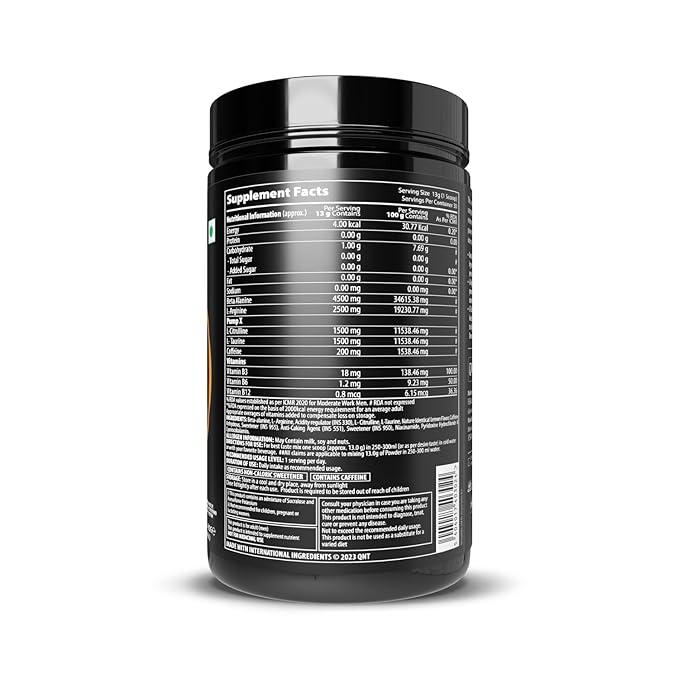 QNT Hydravol Pre-Workout Supplement | 400g | Citron | Instant Energy & Quick Muscle Pump | Beta-Alanine & Caffeine For Enhanced Focus & Muscle Strength