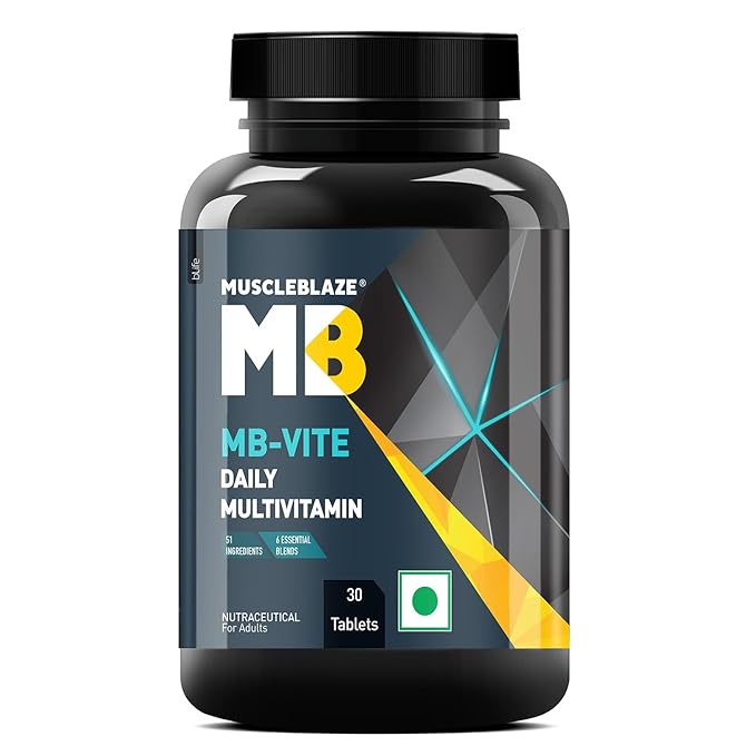 MuscleBlaze MB-Vite Daily Multivitamin | With 51 Ingredients & 6 Blends, Vitamins & Minerals, Prebiotic & Probiotics, Amino Acid Blends | For Energy, Stamina & Recovery