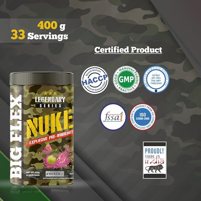Bigflex Nuke Pre Workout Powder| 33 Servings |Energy Booster|