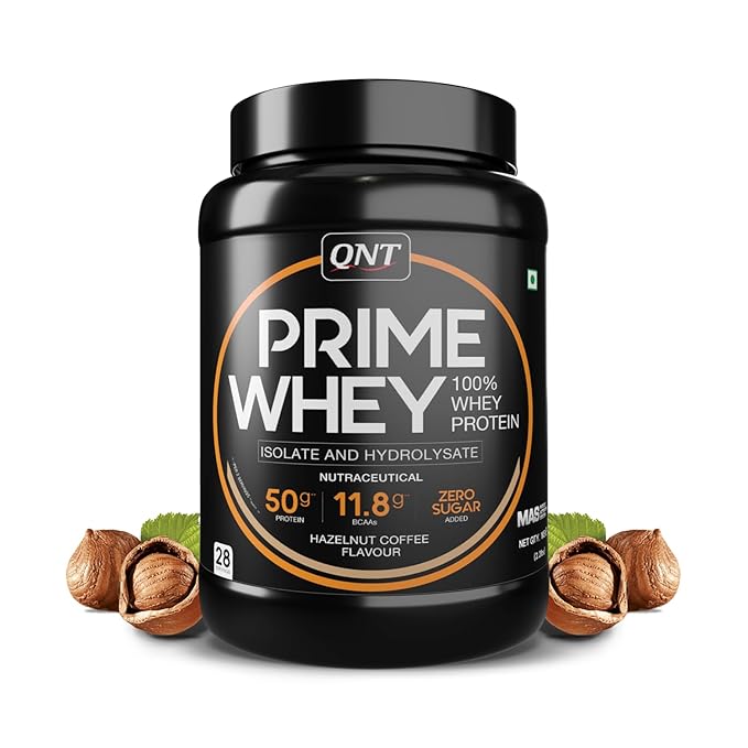 QNT Prime Whey Protein Powder | Triple Blend of Whey Isolate, Concentrate & Hydrolysate | 25g Protein, 5.9g BCAA per Scoop | Best Whey Protein Powder for Men & Women