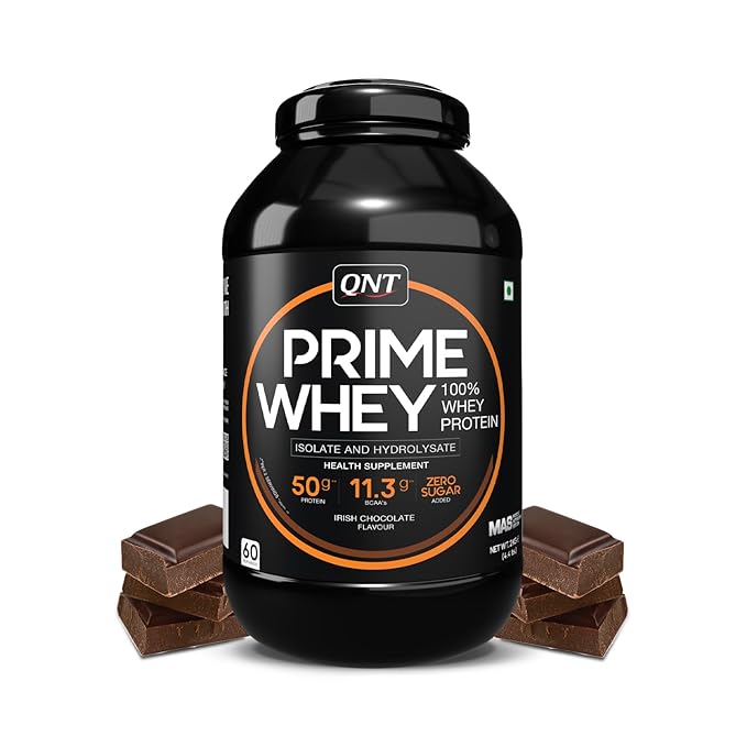 QNT Prime Whey Protein Powder | Triple Blend of Whey Isolate, Concentrate & Hydrolysate | 25g Protein, 5.9g BCAA per Scoop | Best Whey Protein Powder for Men & Women