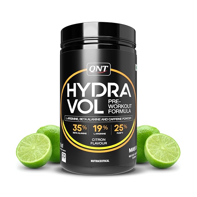 QNT Hydravol Pre-Workout Supplement | 400g | Citron | Instant Energy & Quick Muscle Pump | Beta-Alanine & Caffeine For Enhanced Focus & Muscle Strength