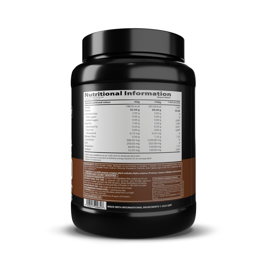 QNT ISO Ripped Whey Protein Isolate Powder | With L-Carnitine & CLA | 32g Pure Whey Isolate per Serving | Supports Lean Muscle Growth & Weight Loss