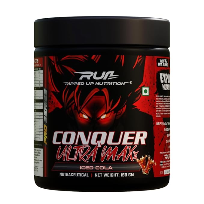 Ripped Up Nutrition Conquer Ultra Maxx- Pre workout- (300gm powder, 1 count, 30 Servings