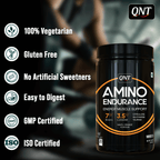 Qnt Amino Endurance | 400g| 5g BCAA + 2500mg Glutamine | Supports Muscle Growth & Recovery | L-Taurine 1000mg | Pre & Post Workout Supplement