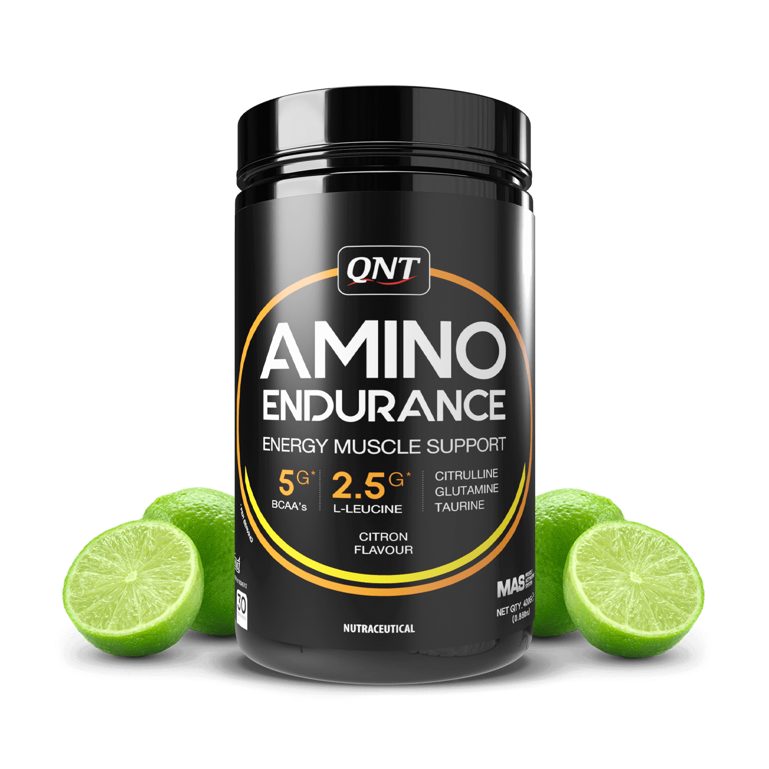 Qnt Amino Endurance | 400g| 5g BCAA + 2500mg Glutamine | Supports Muscle Growth & Recovery | L-Taurine 1000mg | Pre & Post Workout Supplement