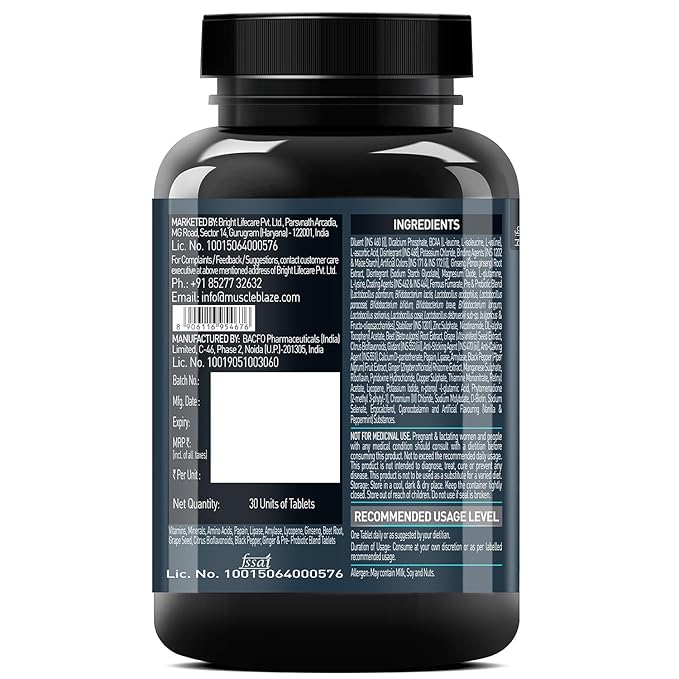 MuscleBlaze MB-Vite Daily Multivitamin | With 51 Ingredients & 6 Blends, Vitamins & Minerals, Prebiotic & Probiotics, Amino Acid Blends | For Energy, Stamina & Recovery