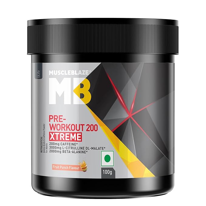 MuscleBlaze Pre Workout 200 Xtreme Powder,200mg Caffeine, 3000mg Citrulline