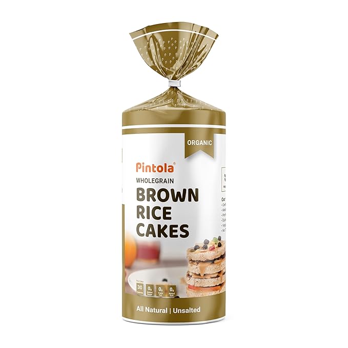 Pintola Organic Brown Rice Cake All Natural Unsalted 130g | Gluten-Free Snack | 9 Wholegrains | Low Fat | 30 Calories per Cake | Soy & Yeast Free | Healthy Snack for Weight Loss