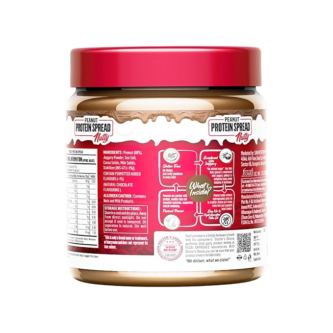 DC Doctors Choice High Protein Crunchy Peanut Butter, Only Nuts, Dark Chocolate Flavour, Gluten-Free, Zero Trans Fat, Vegan, Chocolate Fudge
