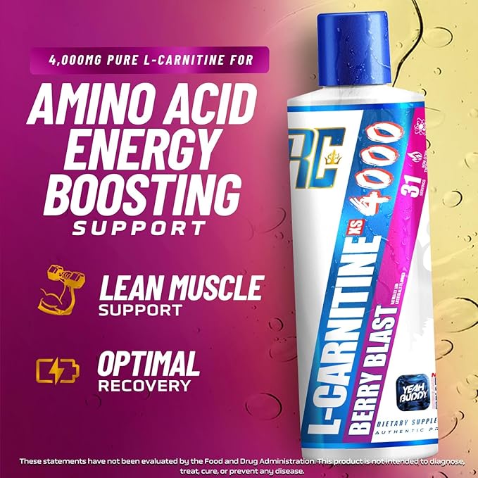Ronnie Coleman Signature Series L Carnitine XS 4000 Liquid, Stimulant Free, Sugar Free, Zero Carbs, Lean Muscle Strength Support for Men & Women