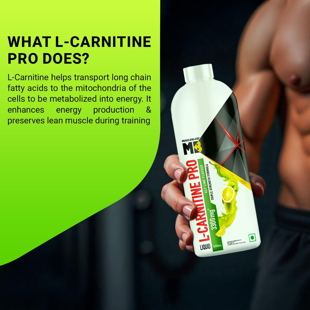 MuscleBlaze Liquid L-Carnitine PRO - 3300mg Triple Strength Formula