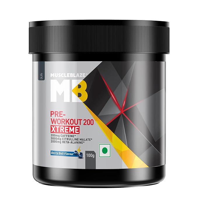 MuscleBlaze Pre Workout 200 Xtreme Powder,200mg Caffeine, 3000mg Citrulline
