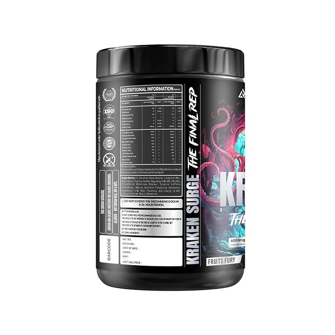 Kraken Pre-Workout With US Patented Nitrosigine /4000mg L-Citrulline/3000mg Beta- Alanine/1000mg L-Arginine