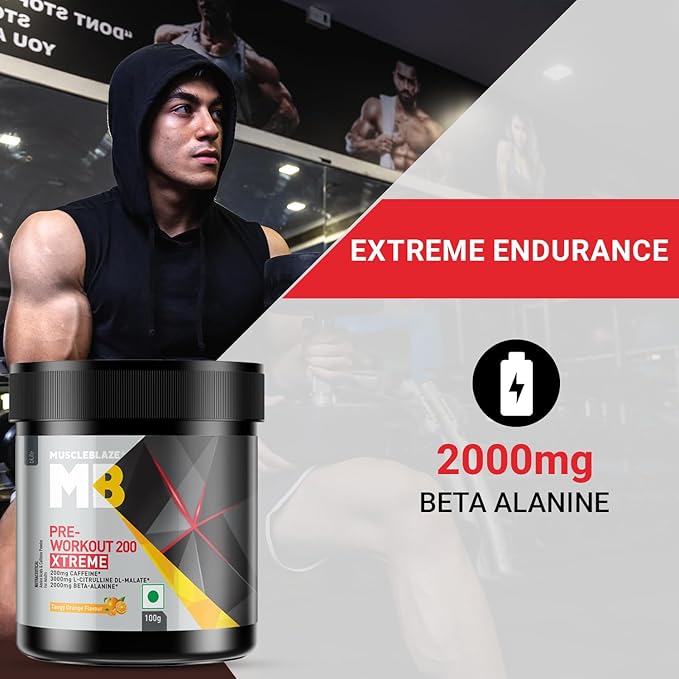 MuscleBlaze Pre Workout 200 Xtreme Powder,200mg Caffeine, 3000mg Citrulline