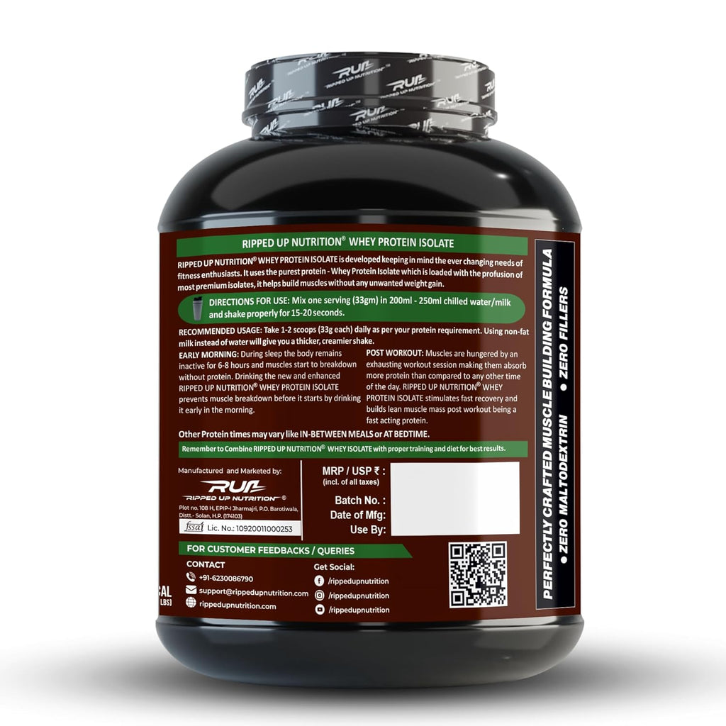 Ripped Up Nutrition 100% Pure Whey Protein Isolate | 27g Fast-Absorbing Protein/Scoop | Low Carb & Fat for Lean Muscle Growth | No Fillers or Maltodextrin | GMP Certified