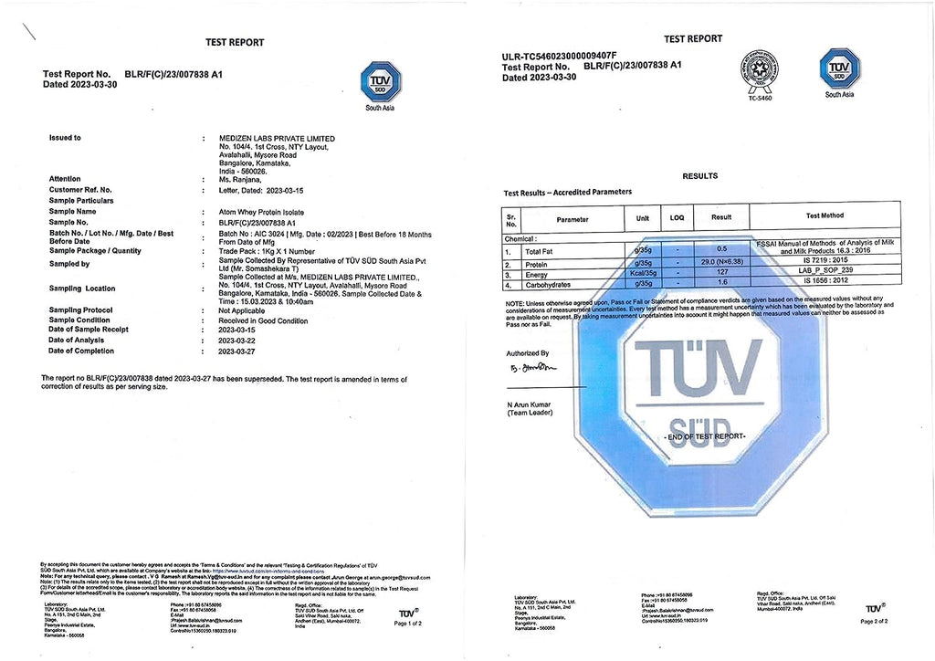 AS-IT-IS ATOM Whey Protein Isolate 1kg | 29g protein, 6.1g BCAA & 12.9g EAA | Ultra Pure-Fast Acting Protein