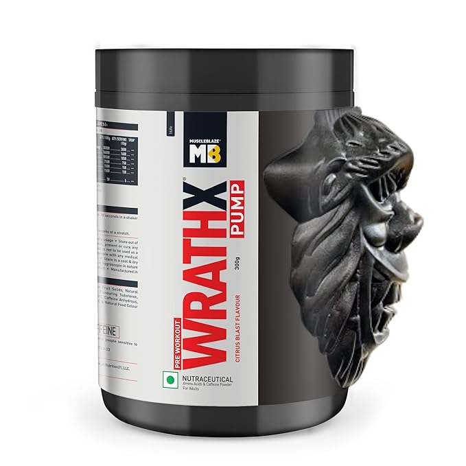 MuscleBlaze Pre Workout Wrathx Powder, Fruit Fury| With Creapure, NitroBlaze & BioPerine