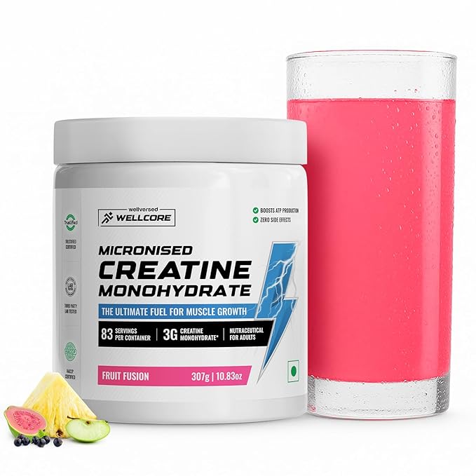 Wellcore Pure Micronised Creatine Powder (83 Servings, Unflavoured) For Enhanced Muscle Strength With Rapid Absorption | Creatine Monohydrate | Wellcore Creatine Unflavoured - 250g