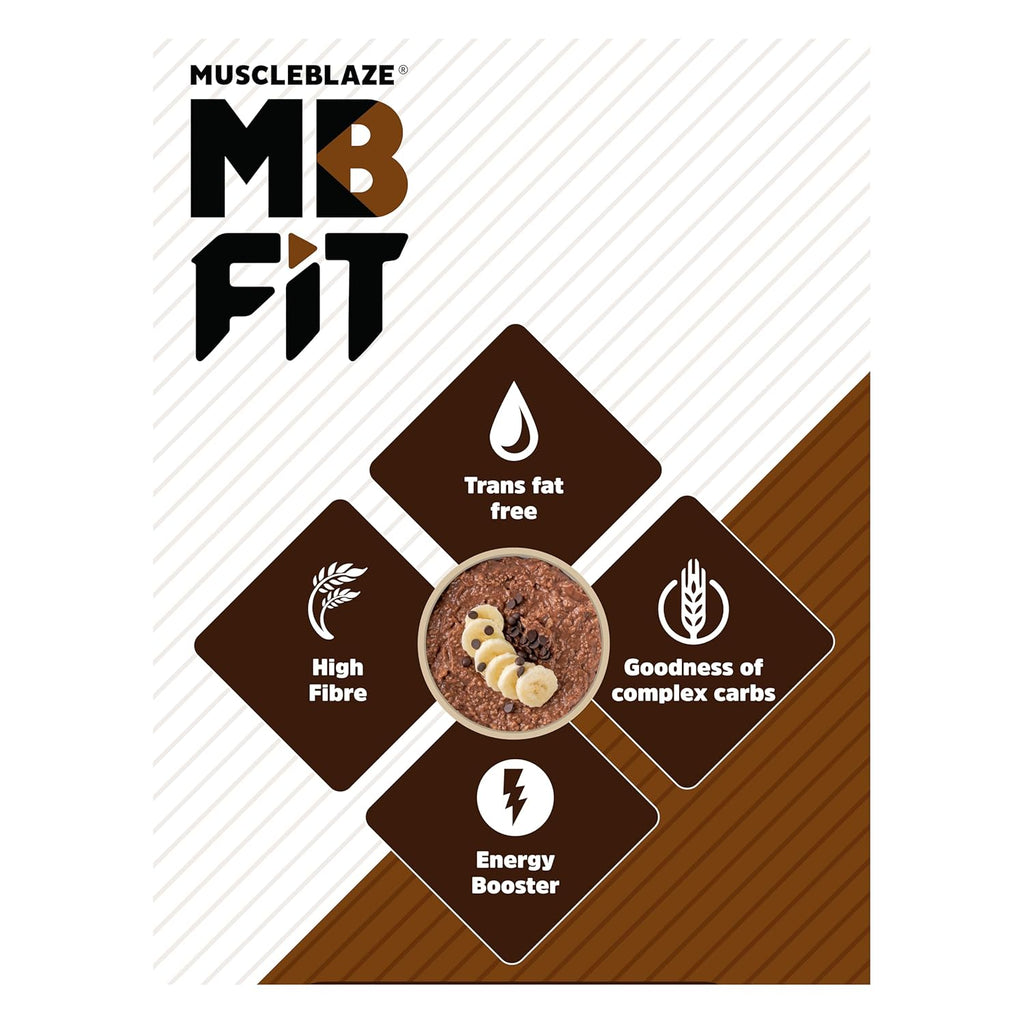 MuscleBlaze Fit High Protein Oats (Dark Chocolate, 1kg) | 22g Protein | Breakfast Cereals for Weight Management