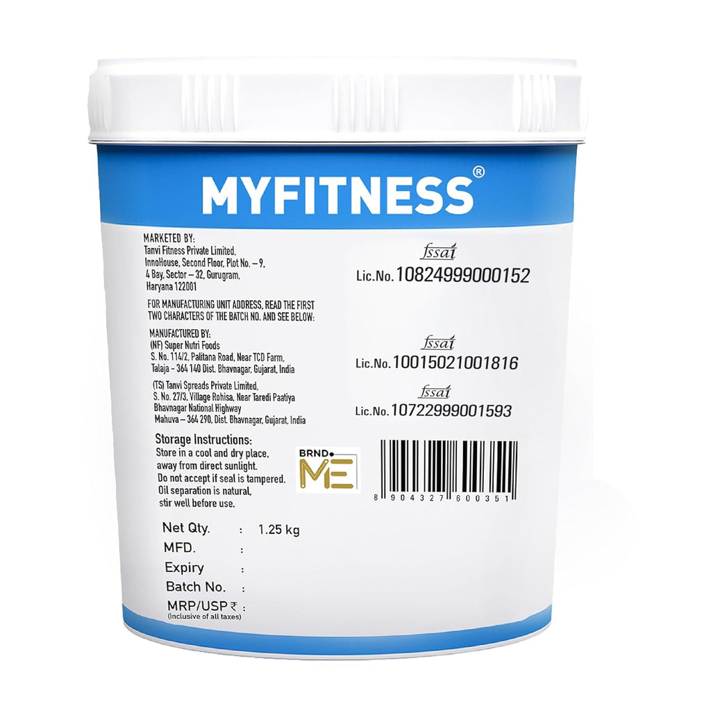 MYFITNESS Peanut Butter Chocolate Flavour, Smooth 1.25kg | 22g Protein | Tasty & Healthy Nut Butter Spread | Vegan | Cholesterol Free & Gluten Free | Zero Trans Fat | Creamy Peanut Butter