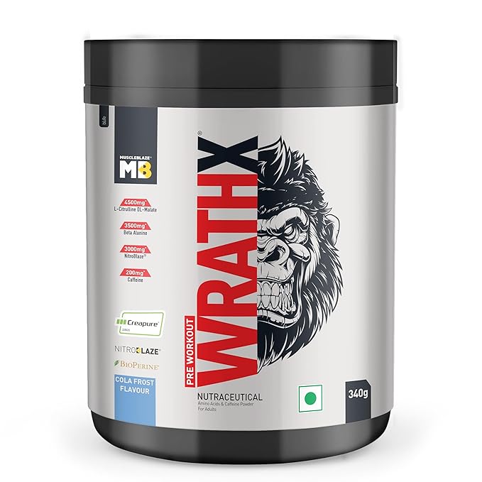 MuscleBlaze Pre Workout Wrathx Powder, Fruit Fury| With Creapure, NitroBlaze & BioPerine