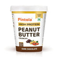 PINTOLA High Protein Peanut Butter Chocolate Flavour Crunchy 1kg, Added WHEY Protein, 30g Protein 6.2g Fiber, Gluten Free, Zero Trans Fat, Dark Chocolate Peanut Butter Spread, Nut Butter Bread Snacks