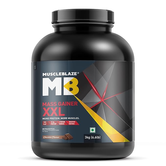 MuscleBlaze Mass Gainer XXL Powder| 18g Protein, 70g Carbs Per Scoop | With Complex Carbs, High Protein & Digestive Enzymes