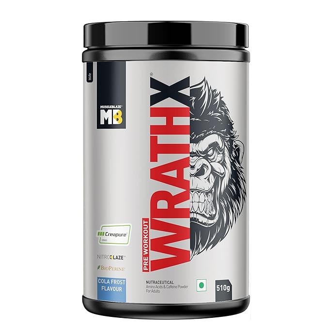 MuscleBlaze Pre Workout Wrathx Powder, Fruit Fury| With Creapure, NitroBlaze & BioPerine