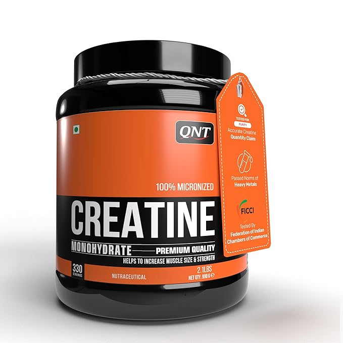 QNT Creatine Monohydrate | 100% Pure & Micronized Powder | FSSAI-Tested | Enhanced Performance & Muscle Growth