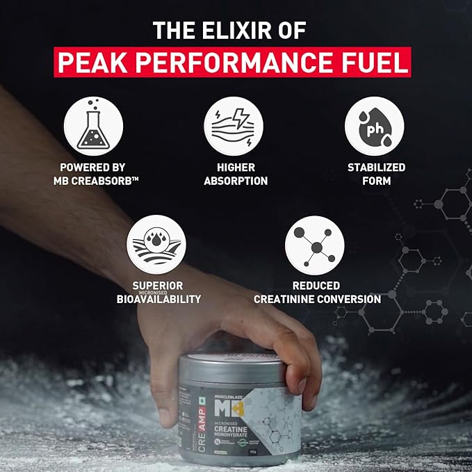 MuscleBlaze Micronised Creatine Monohydrate CreAMP Powder,